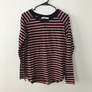 Black and Pink Striped Long Sleeve Top